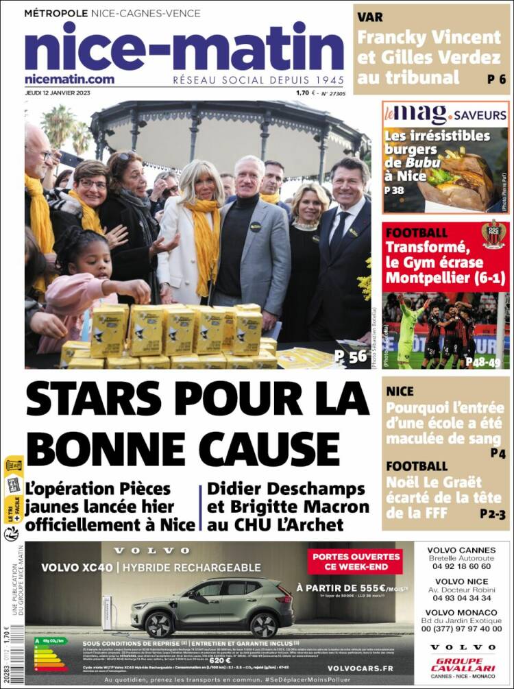 Portada de Nice-Matin (Francia)