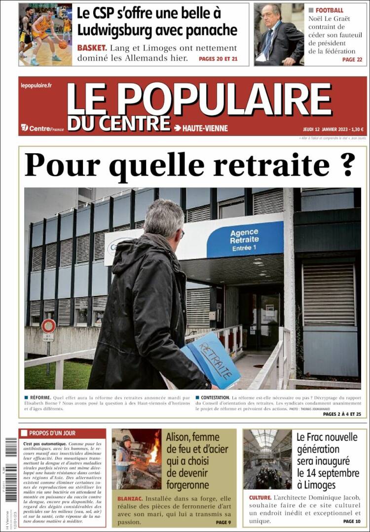 Portada de Le Populaire du Centre (Francia)
