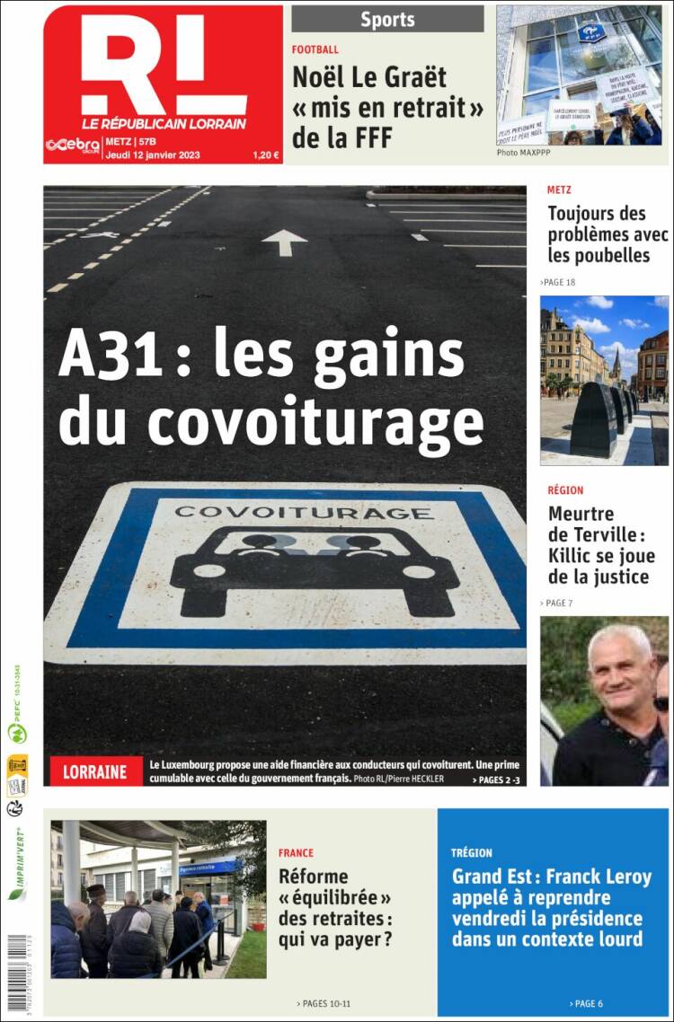Portada de Le Republicain Lorrain (Francia)