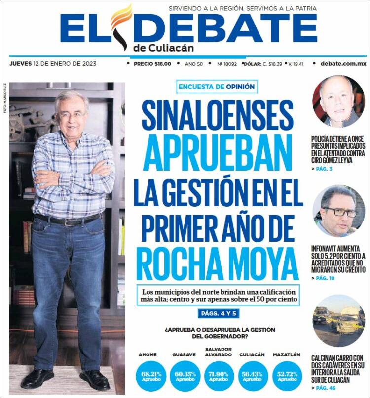 Portada de El Debate de Culiacán (México)