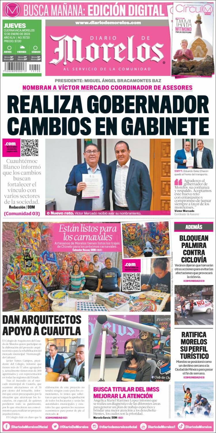 Portada de Diario de Morelos (México)