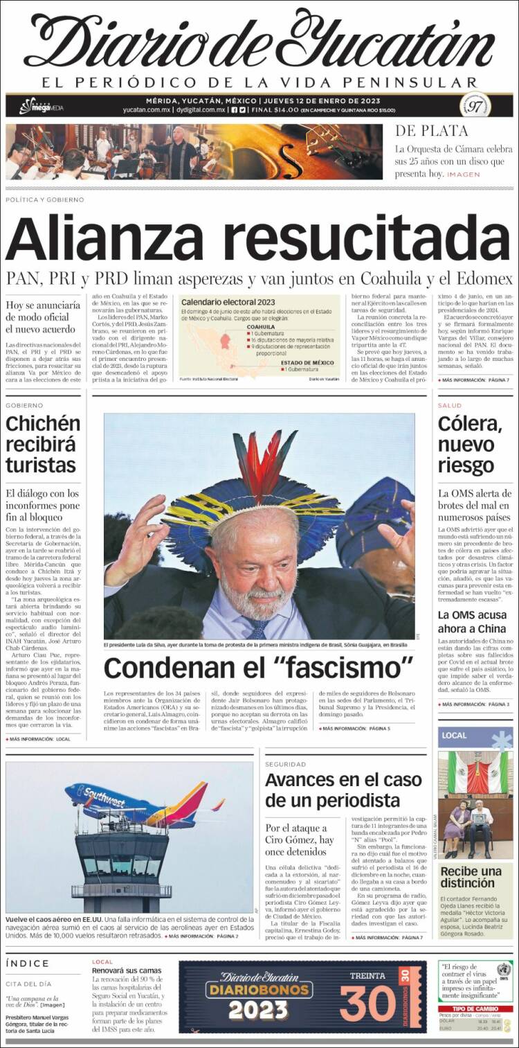 Portada de Diario de Yucatán (México)