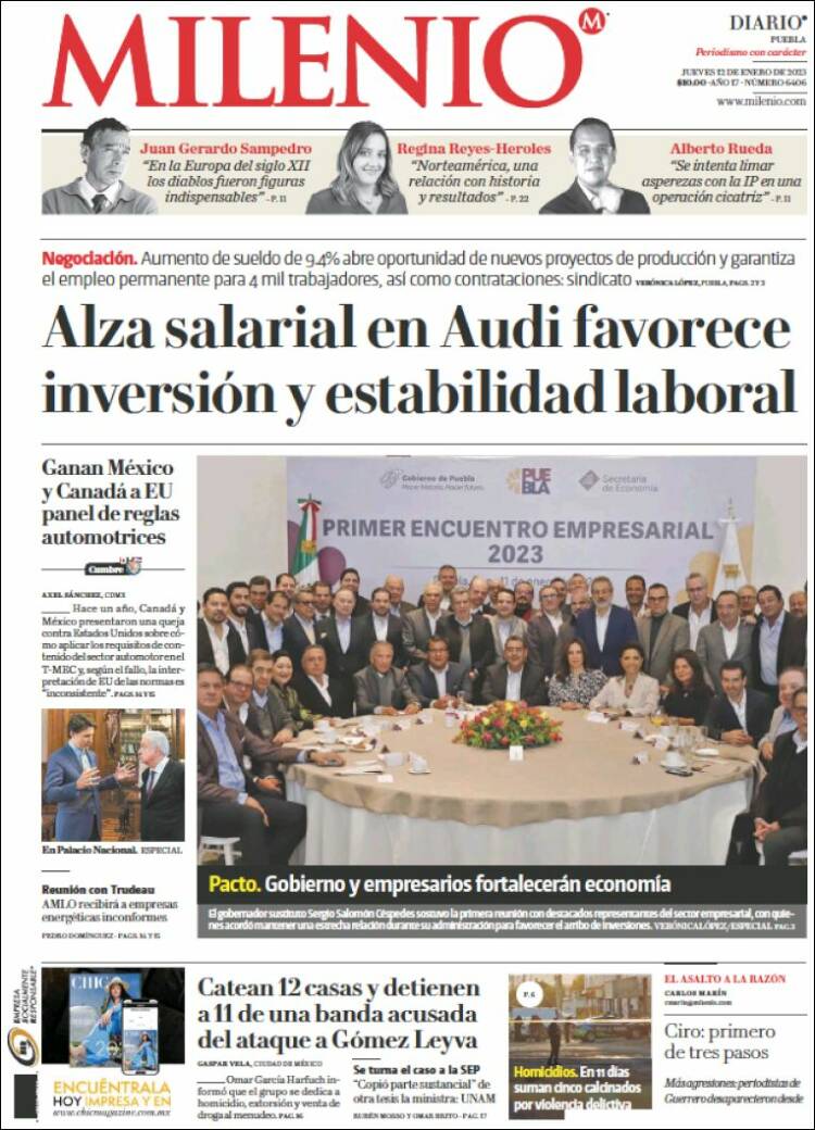 Portada de Milenio de Puebla (México)