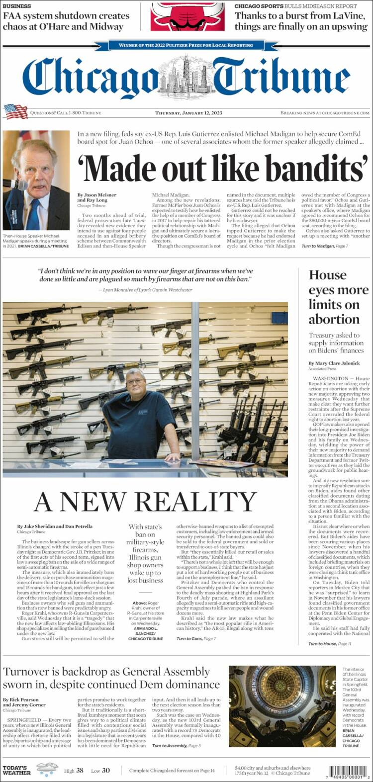 Portada de Chicago Tribune (USA)