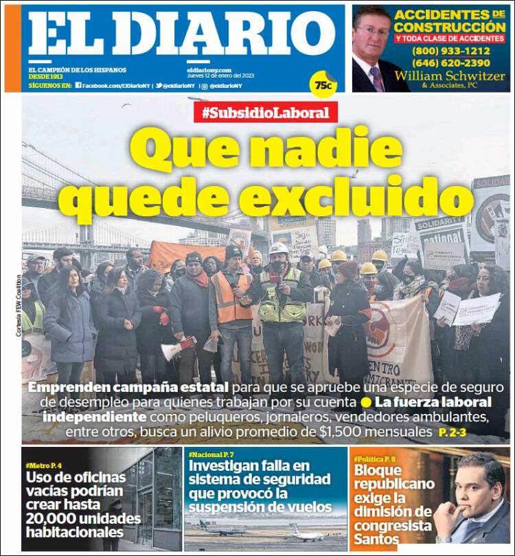 Portada de El Diario NY (USA)