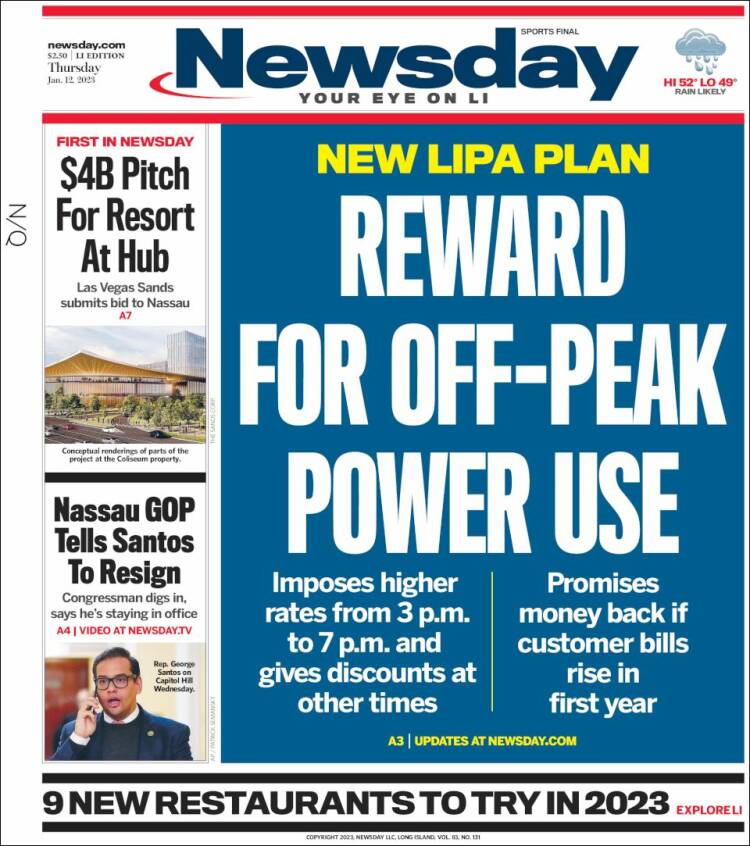 Portada de Newsday (USA)