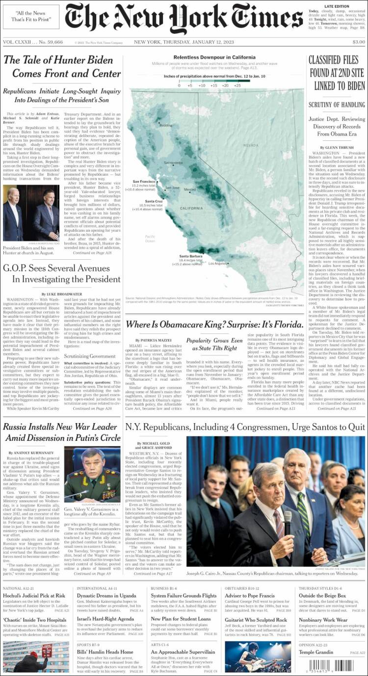 Portada de New York Times (USA)