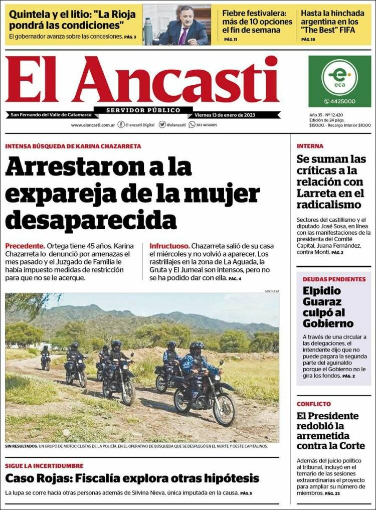 Portada de El Ancasti (Argentina)