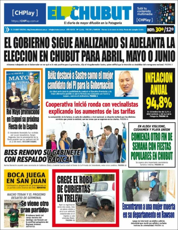 Portada de El Chubut (Argentina)