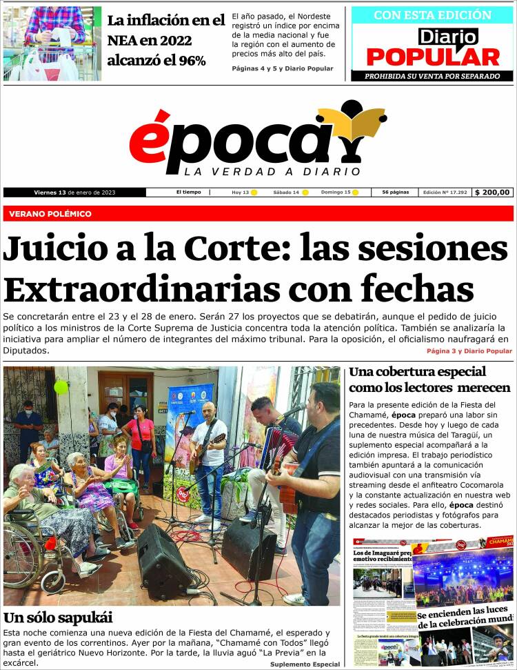 Portada de Diario Época (Argentina)