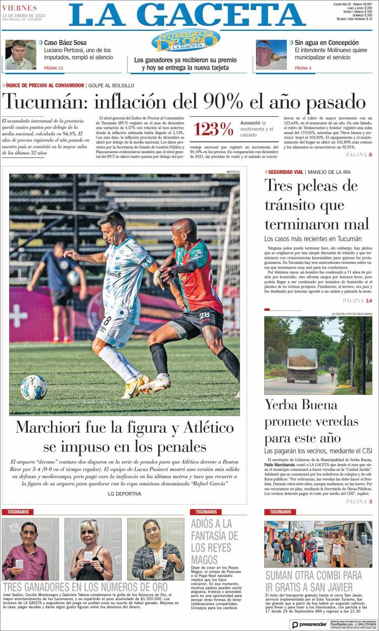 Portada de La Gaceta (Argentina)