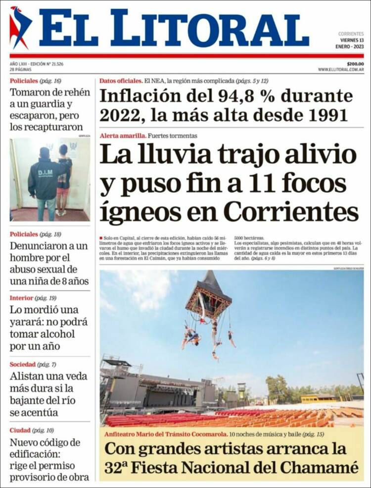 Portada de El Litoral Corrientes (Argentina)