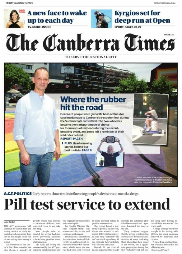 Portada de The Canberra Times (Australia)