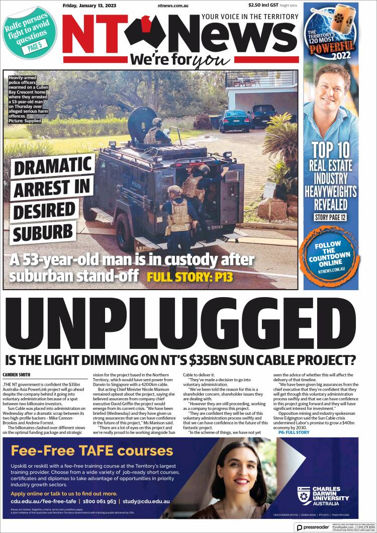Portada de Northern Territory News (Australia)