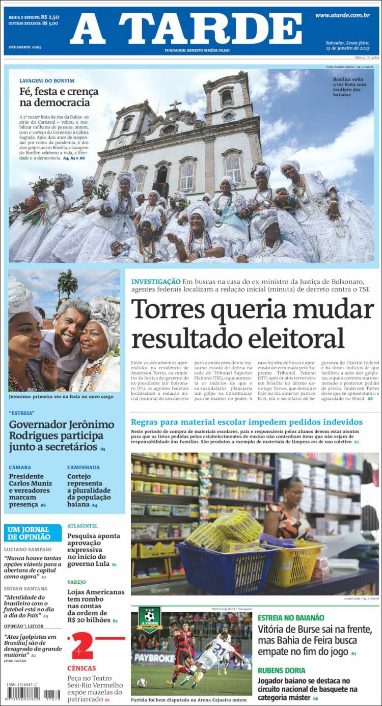 Portada de Diário A Tarde (Brasil)
