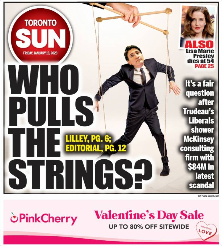 Portada de The Toronto Sun (Canadá)