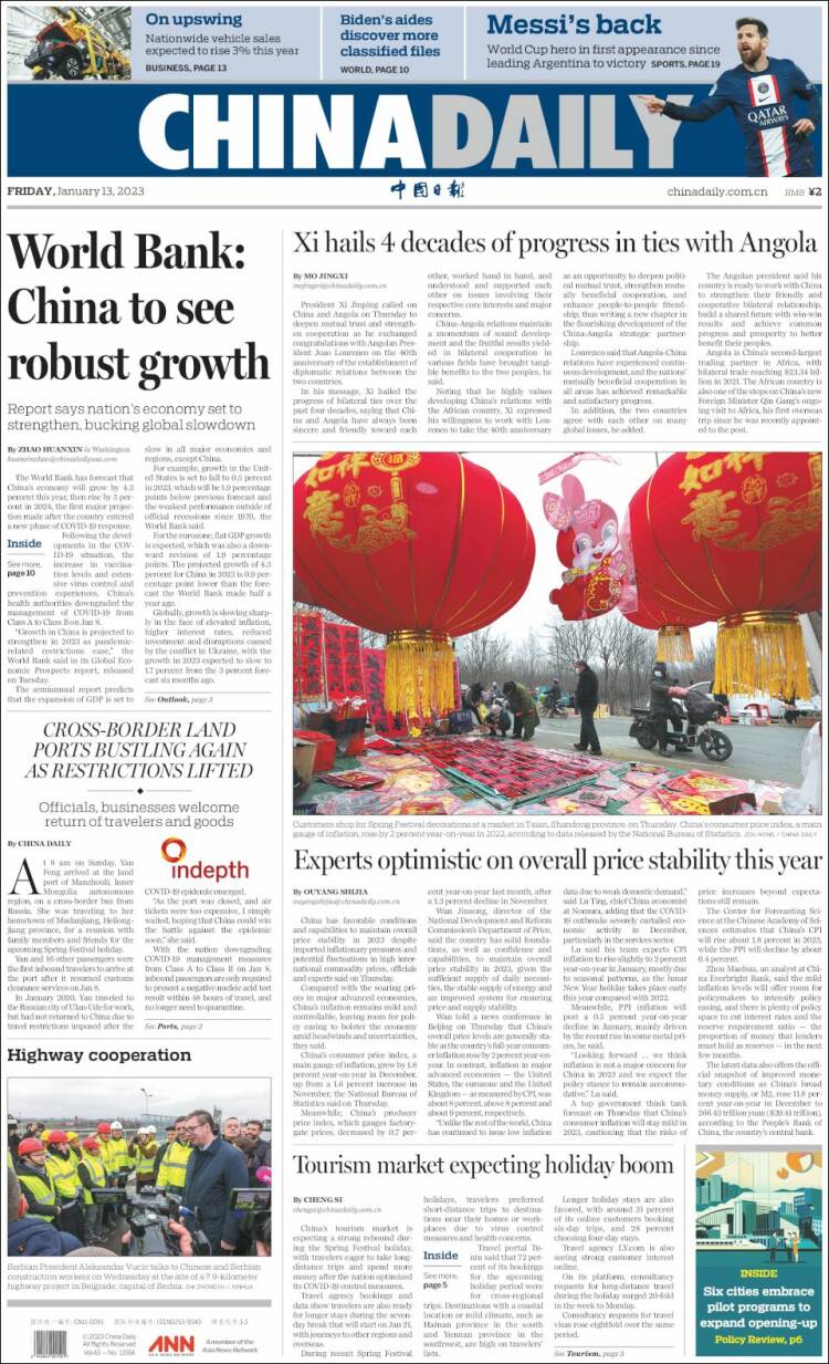 Portada de China Daily (China)