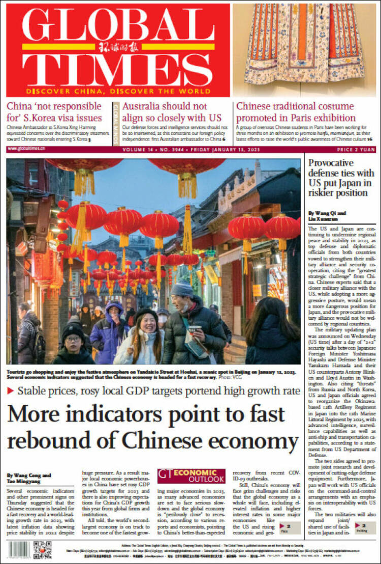 Portada de The Global Times (China)