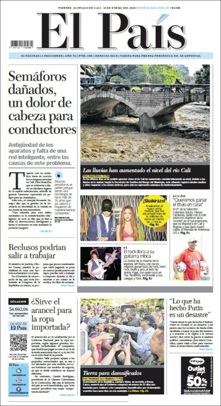 Portada de El País - Cali (Colombia)
