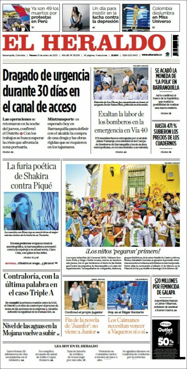 Portada de El Heraldo (Colombia)