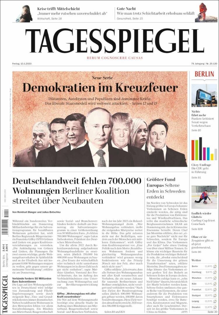 Portada de Der Tagesspiegel (Germany)