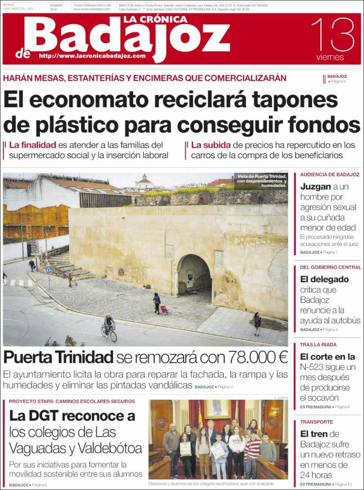 Portada de La Crónica de Badajoz (Spain)
