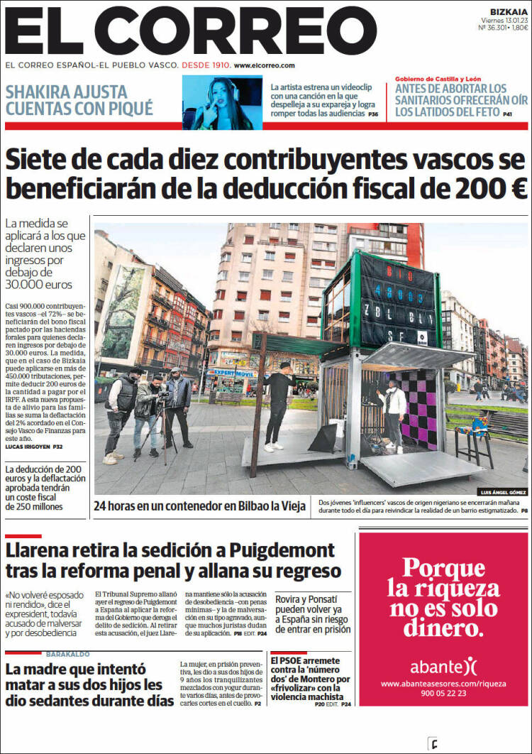 Portada de El Correo (Spain)