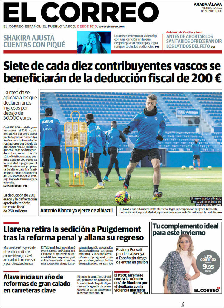 Portada de El Correo - Álava (Spain)