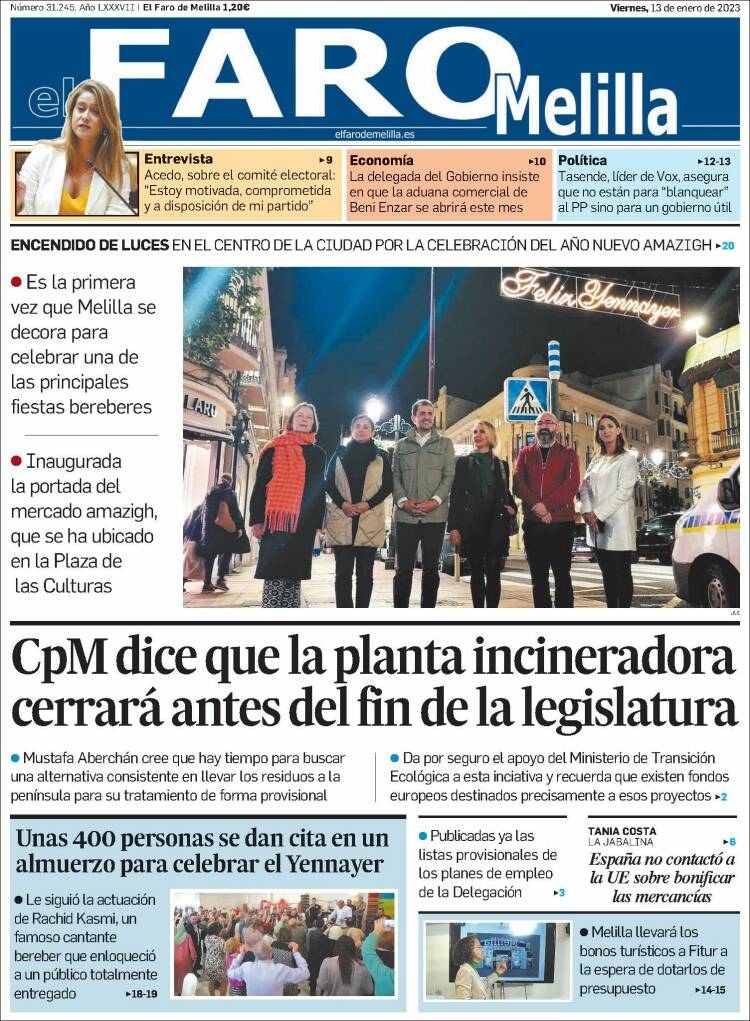 Portada de El Faro de Melilla (Spain)