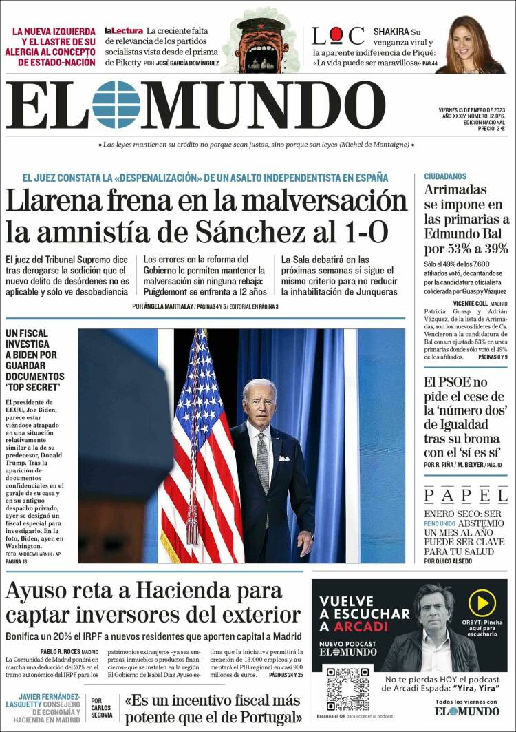Portada de El Mundo (Spain)