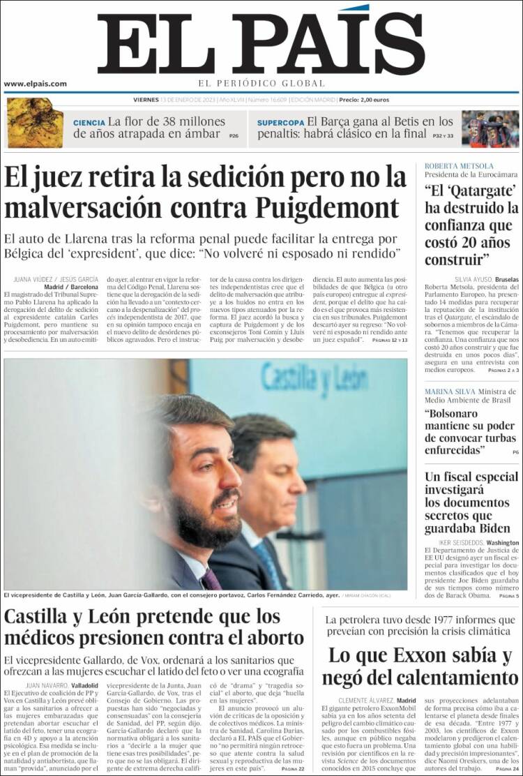 Portada de El País (Spain)