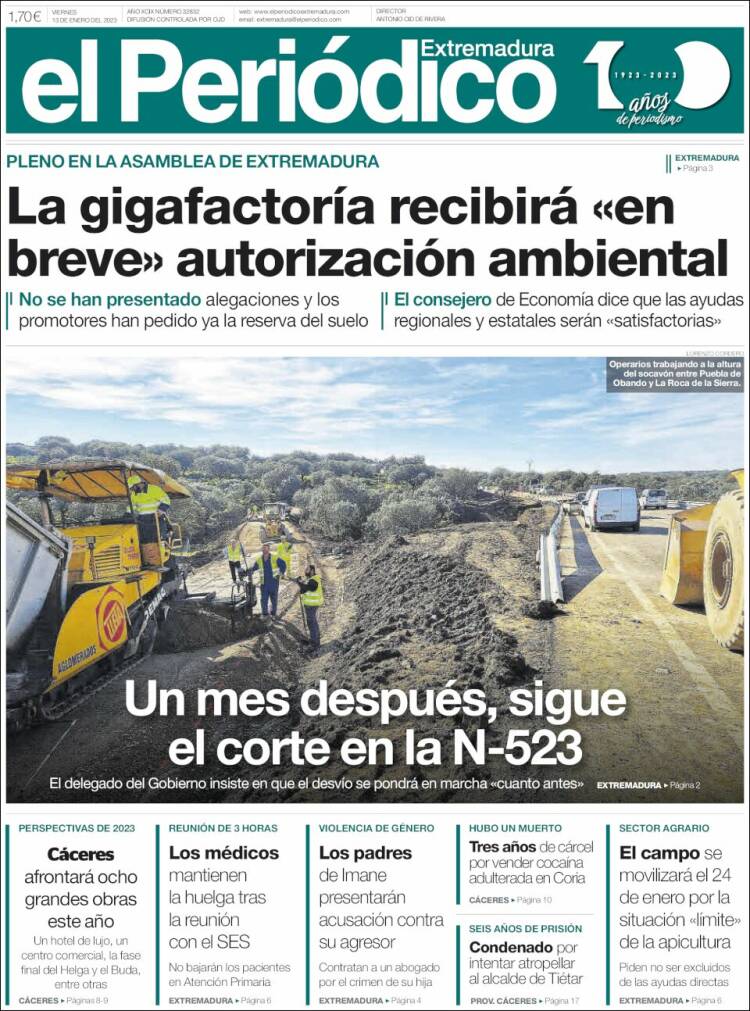 Portada de El Periódico de Extremadura (Spain)