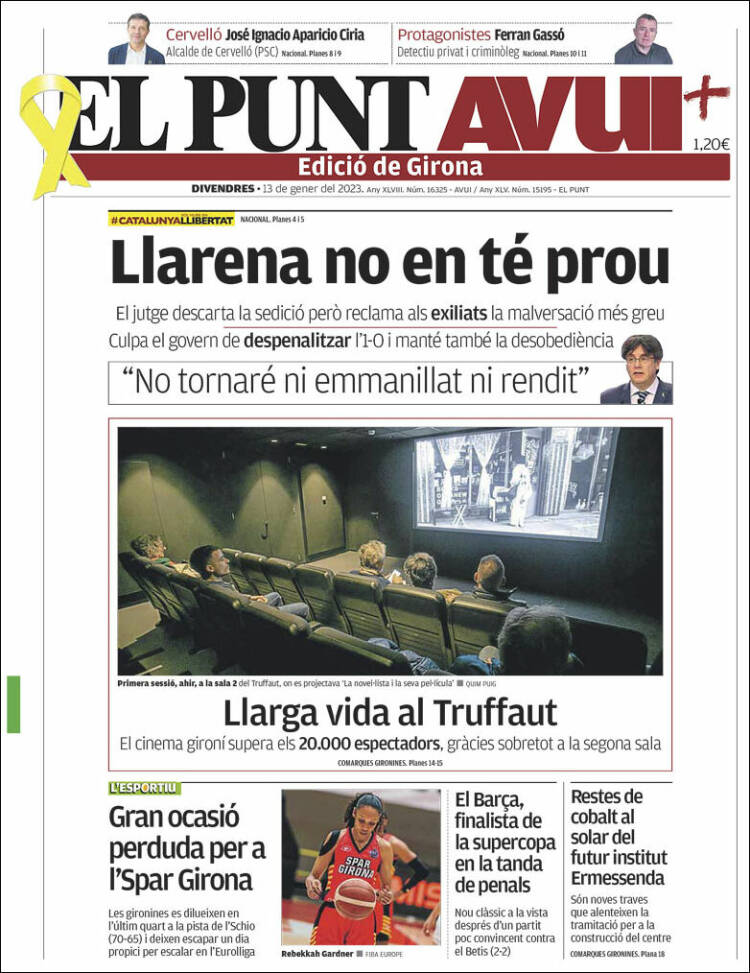 Portada de El Punt Avui - Girona (Spain)