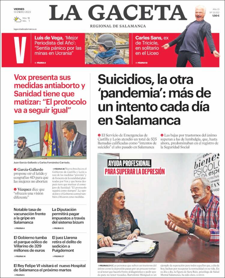Portada de La Gaceta de Salamanca (Spain)