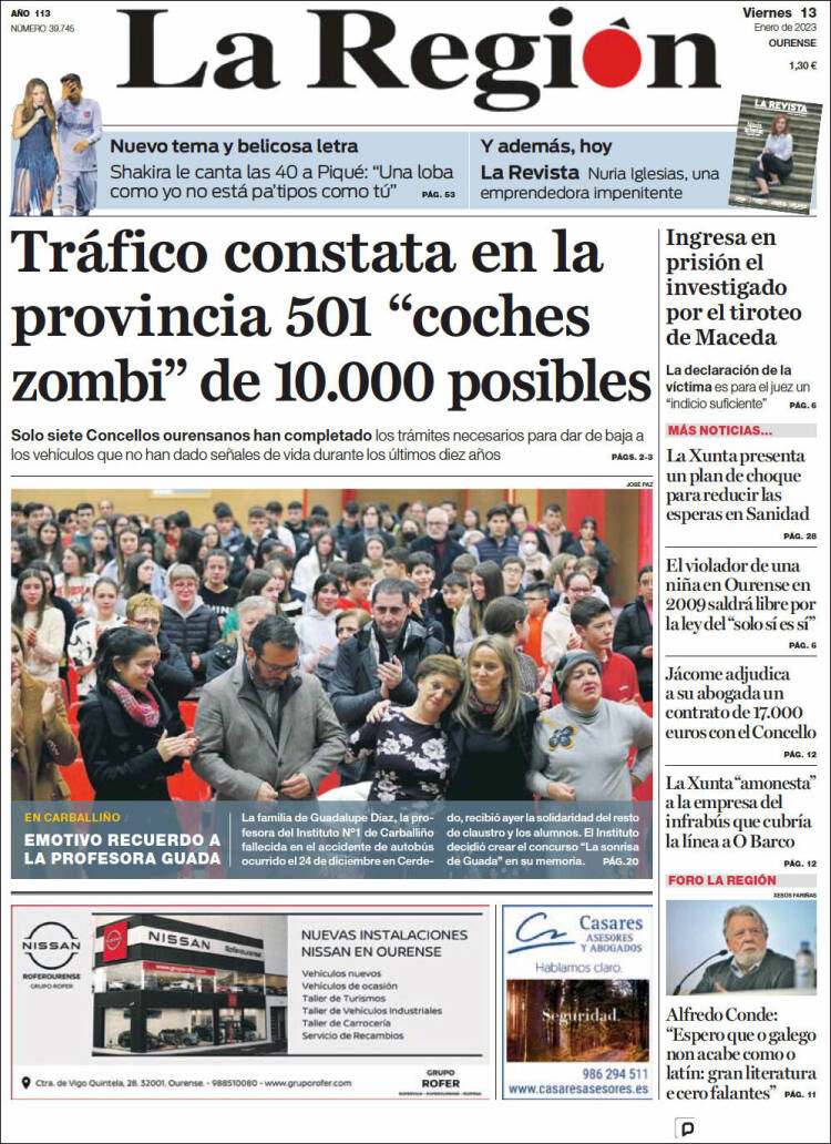 Portada de La Región de Ourense (Spain)