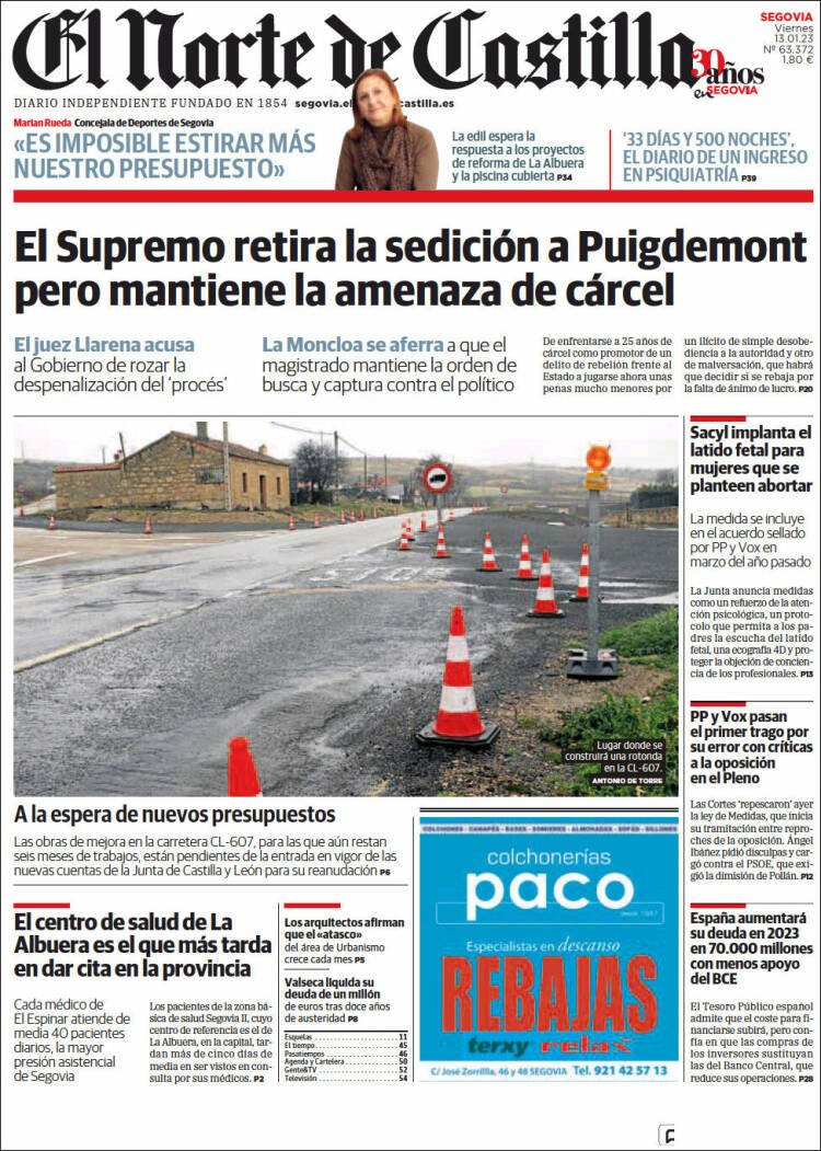 Portada de Norte de Castilla - Segovia (Spain)