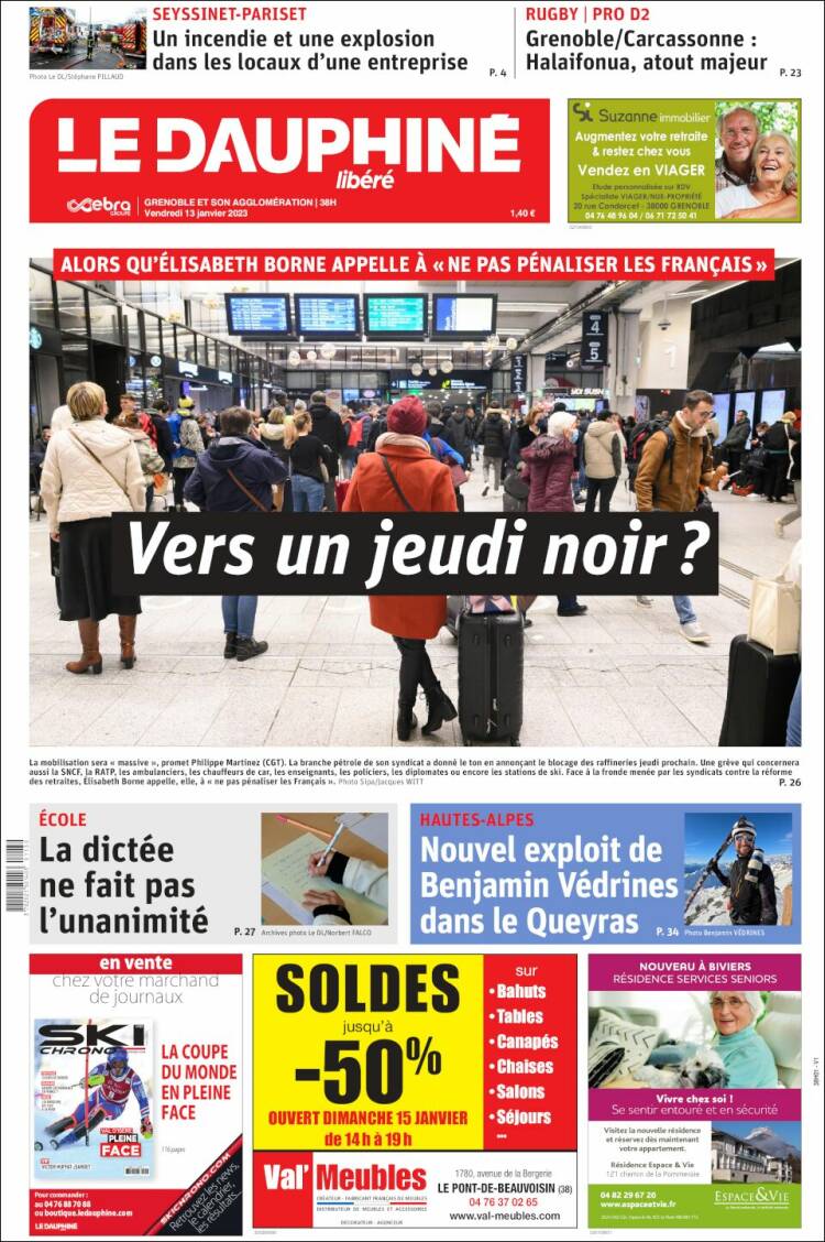 Portada de Le Dauphiné Libéré (Francia)