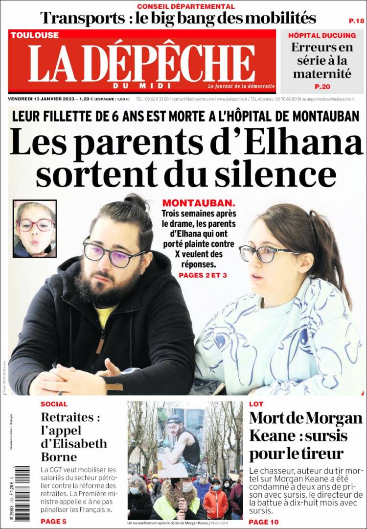 Portada de La Dépêche du Midi (Francia)