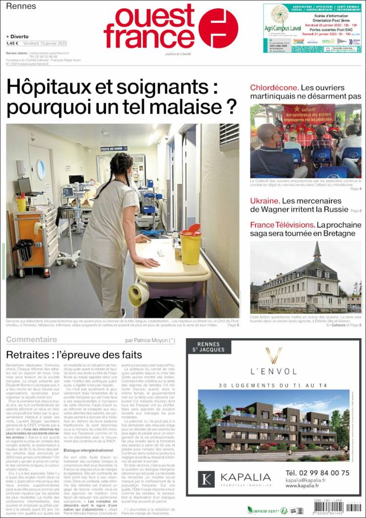 Portada de Ouest France (Francia)
