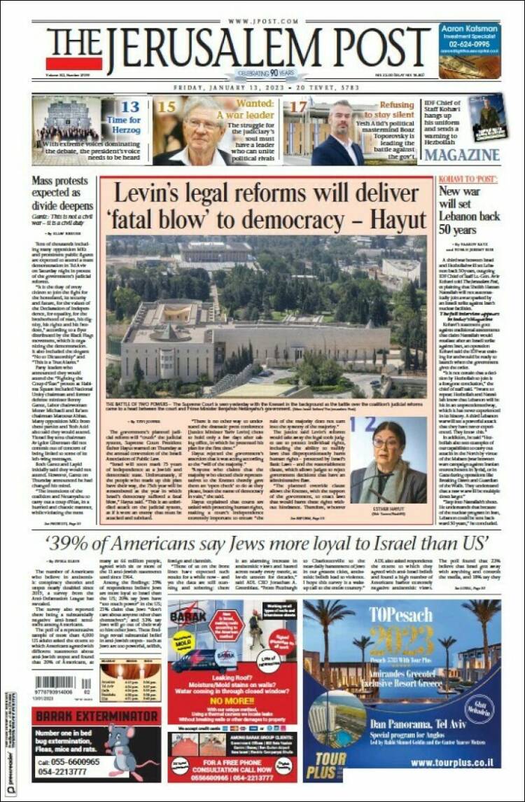 Portada de The Jerusalem Post (Israel)