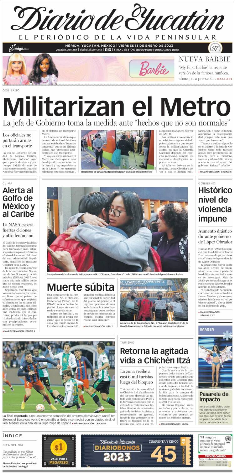 Portada de Diario de Yucatán (Mexico)