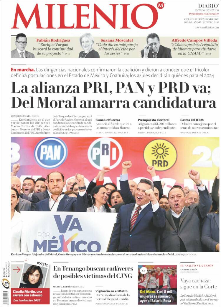 Portada de Milenio - Estado de México (México)