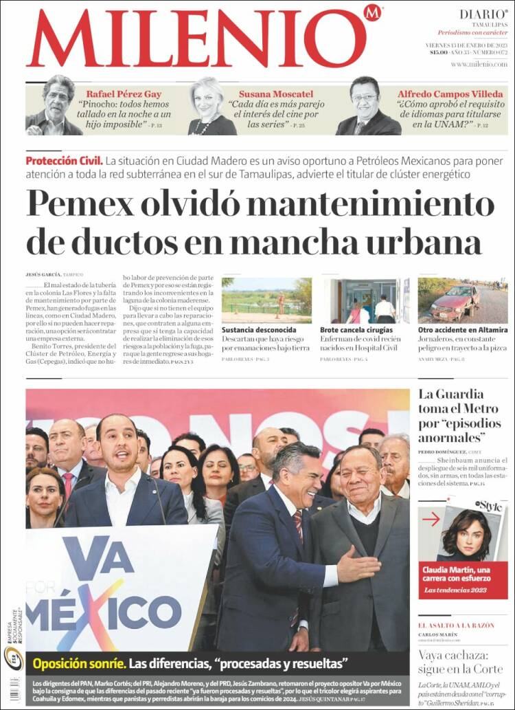 Portada de Milenio - Tamaulipas (México)