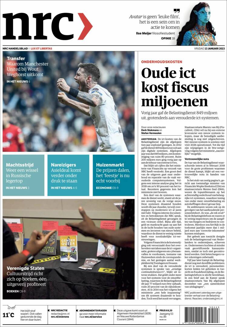 Portada de NRC Handelsblad (Pa&iacute;ses Bajos)