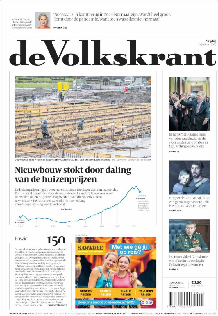 Portada de De Volkskrant (Pa&iacute;ses Bajos)