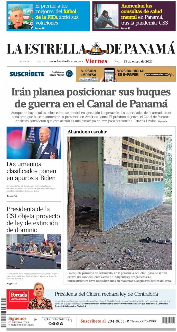 Portada de La Estrella de Panamá (Panamá)