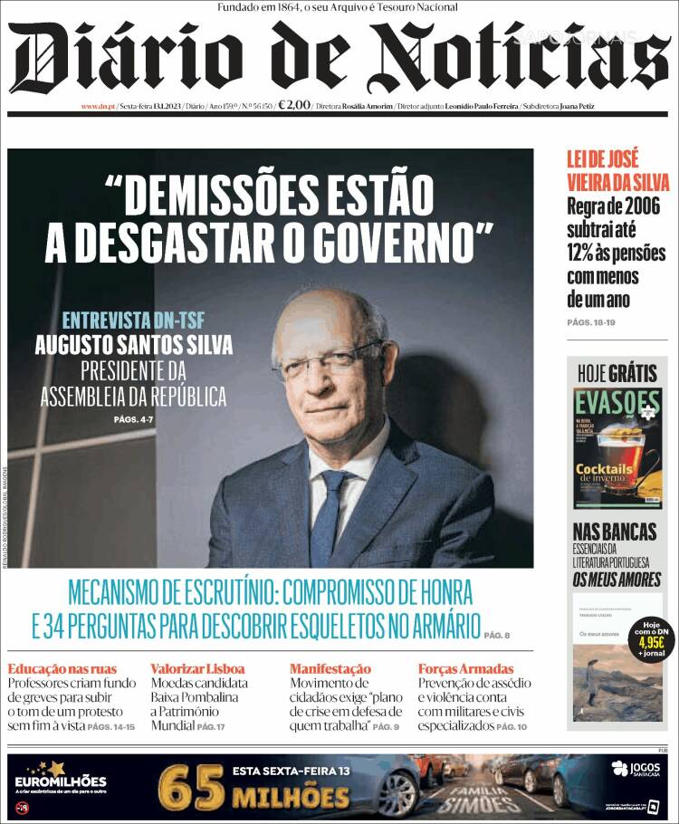 Portada de Diário de Noticias (Portugal)