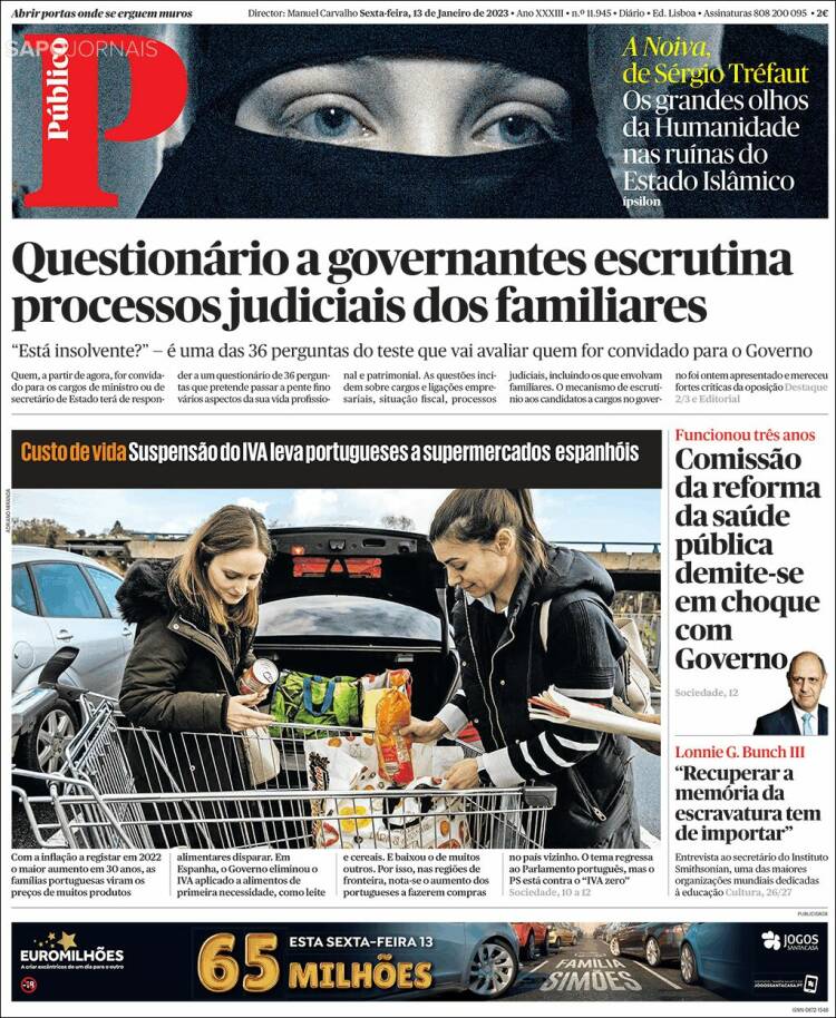 Portada de Público (Portugal)