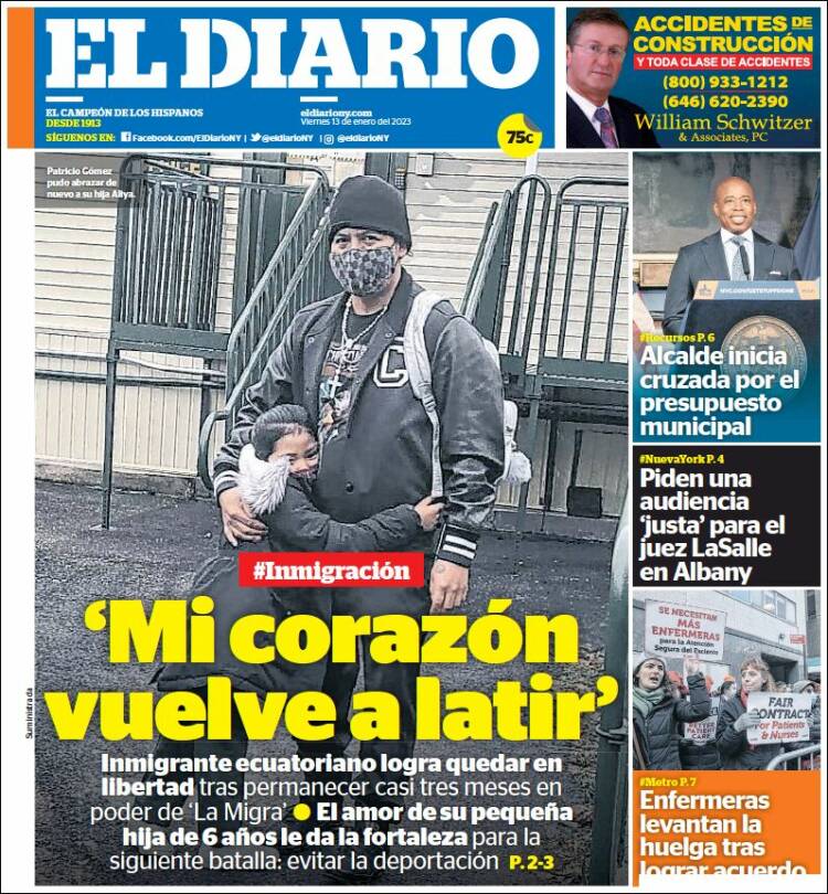 Portada de El Diario NY (USA)