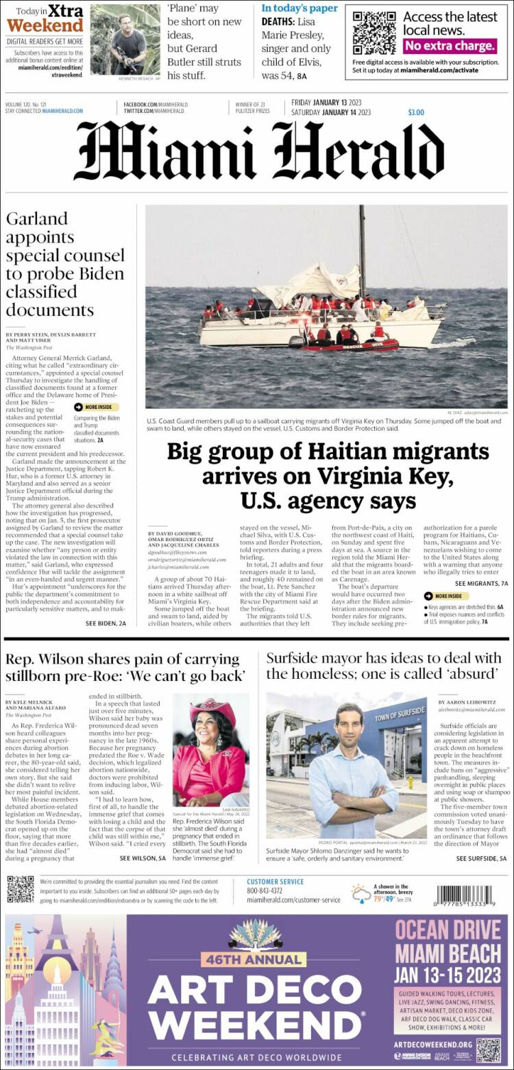 Portada de Miami Herald (USA)